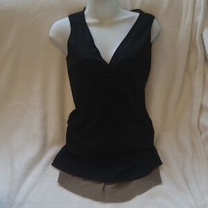 Black Sleeveless V-Neck Top, Stretchy Fabric